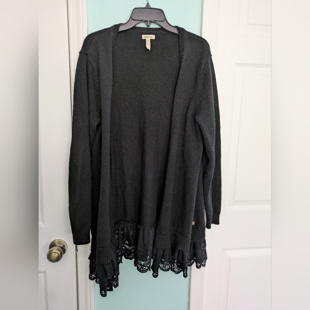 Matilda Jane Black Cardigan with Lace Hem